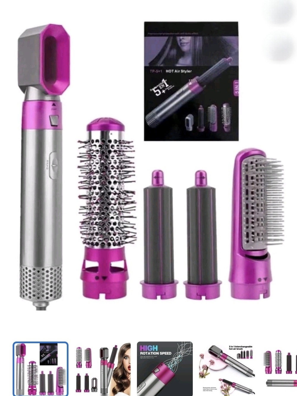 Hot Air Styler 5-in-1 Hair Dryer Brush - Pink Silver